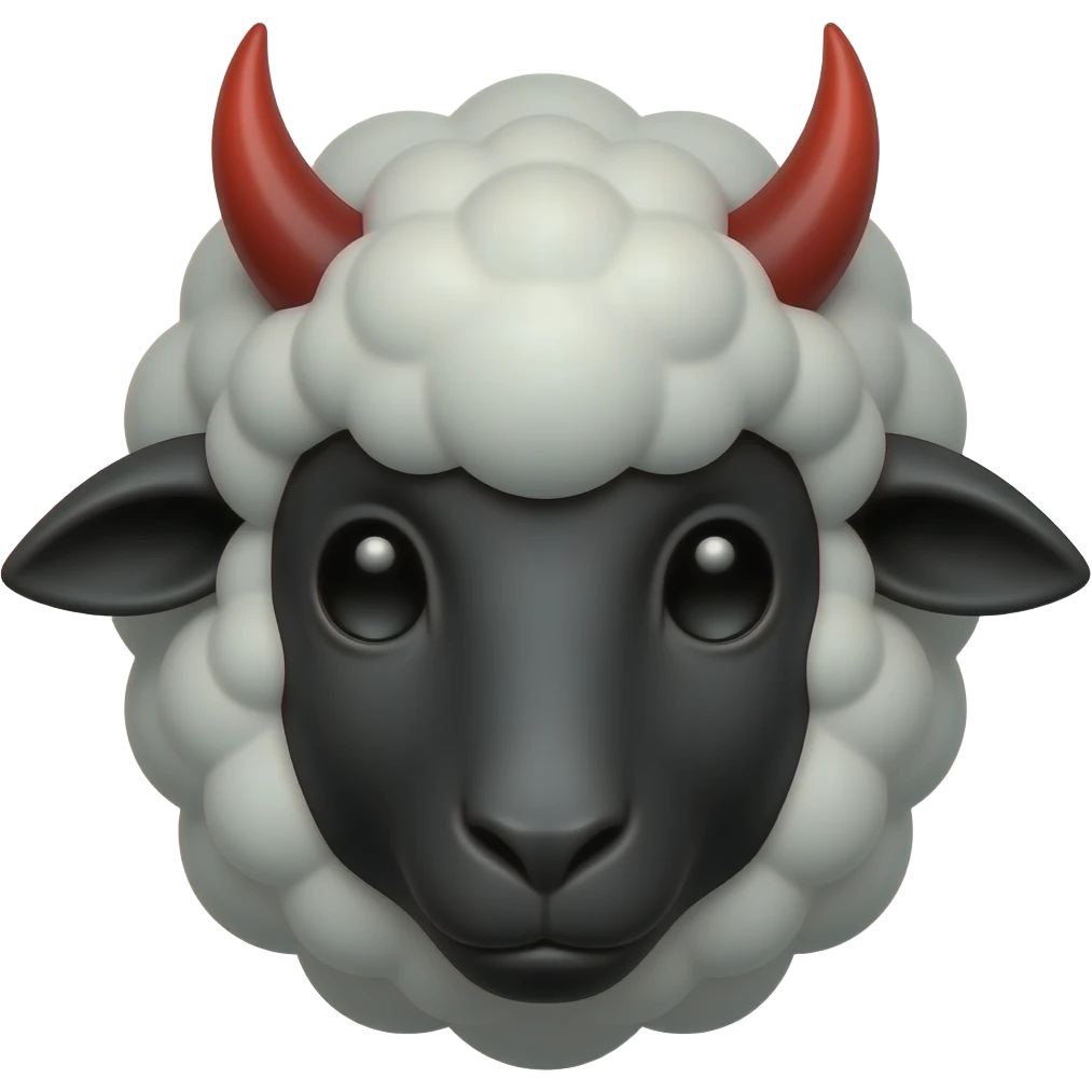 Black sheep head emoji with devil horns emoji