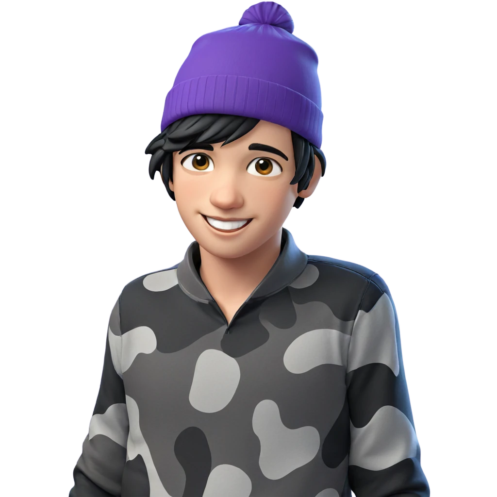 smiling boy in beanie emoji