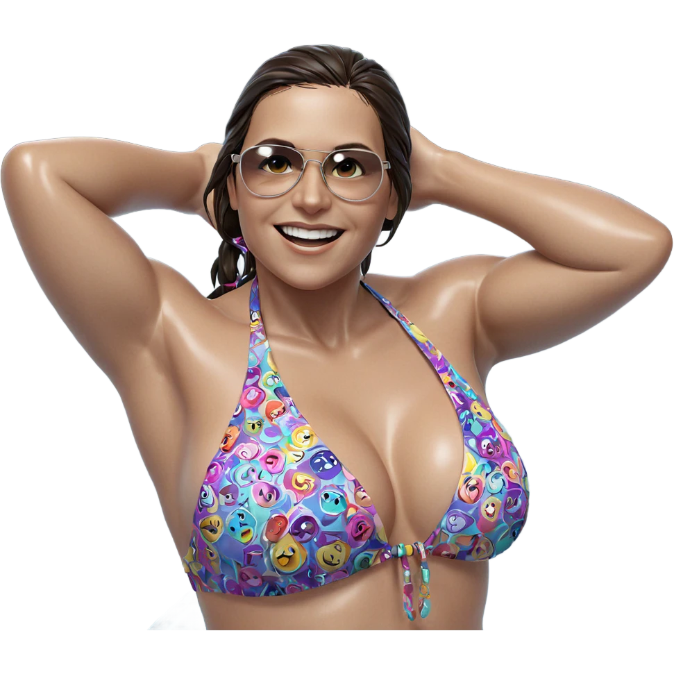 smiling girl in bikini water emoji