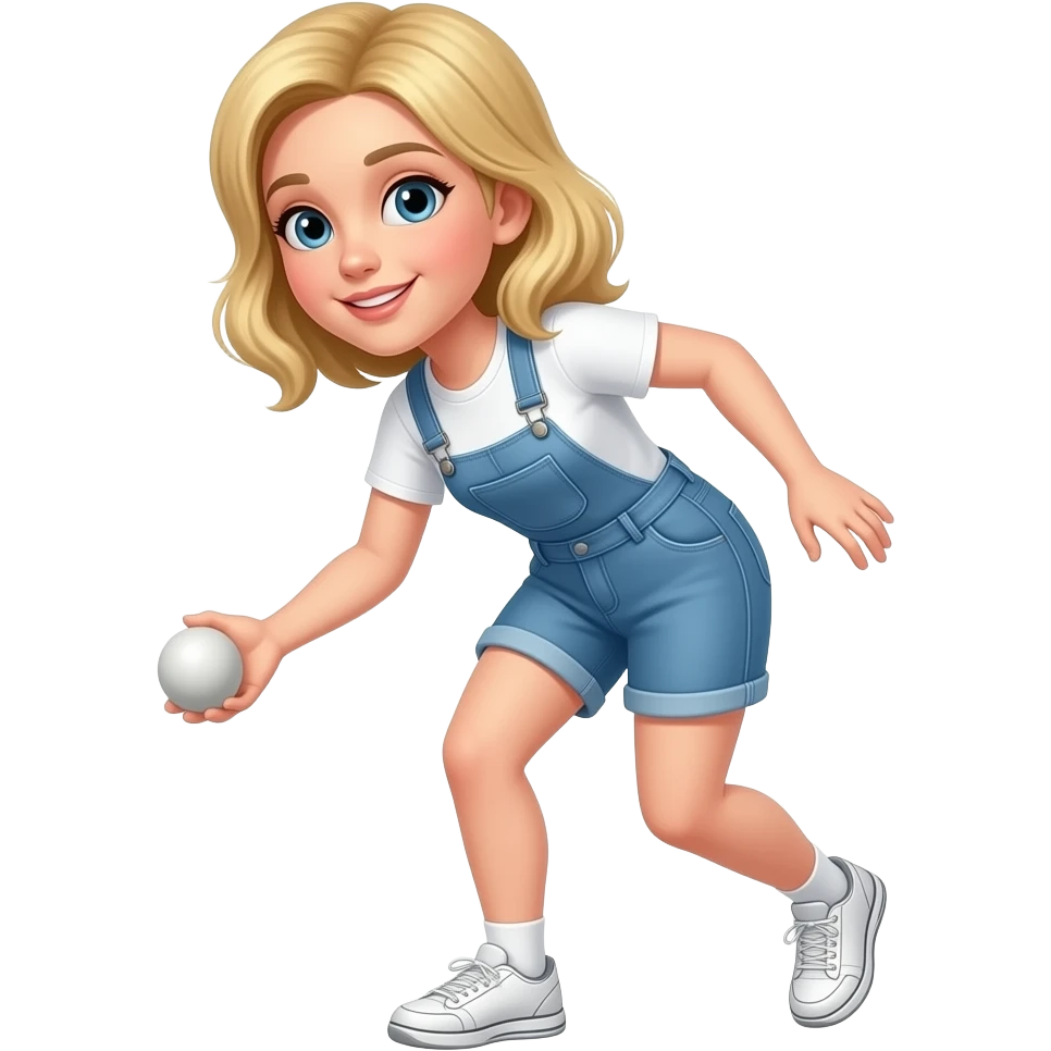 Yong blond lady play pétanque emoji emoji