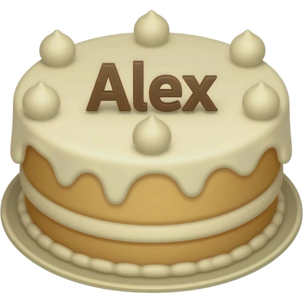 Torta con el nombre alex emoji
