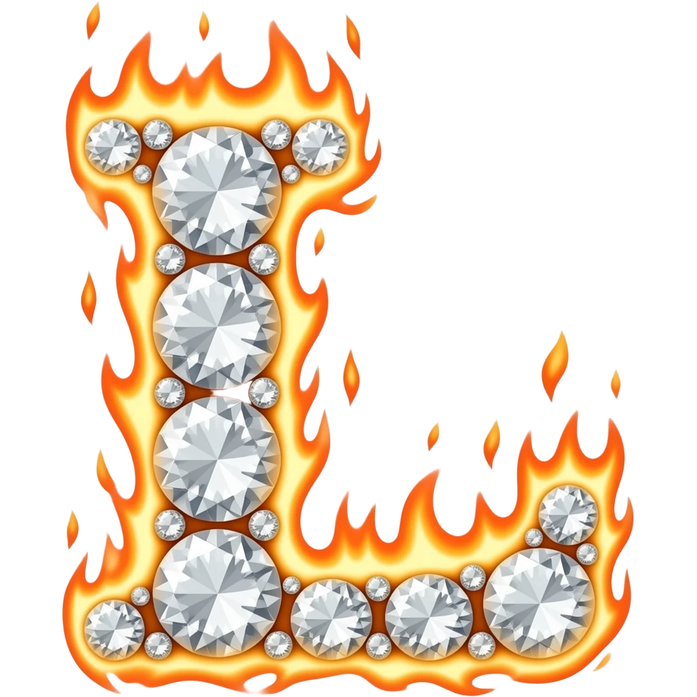 S & L made of diamonds in fire emoji