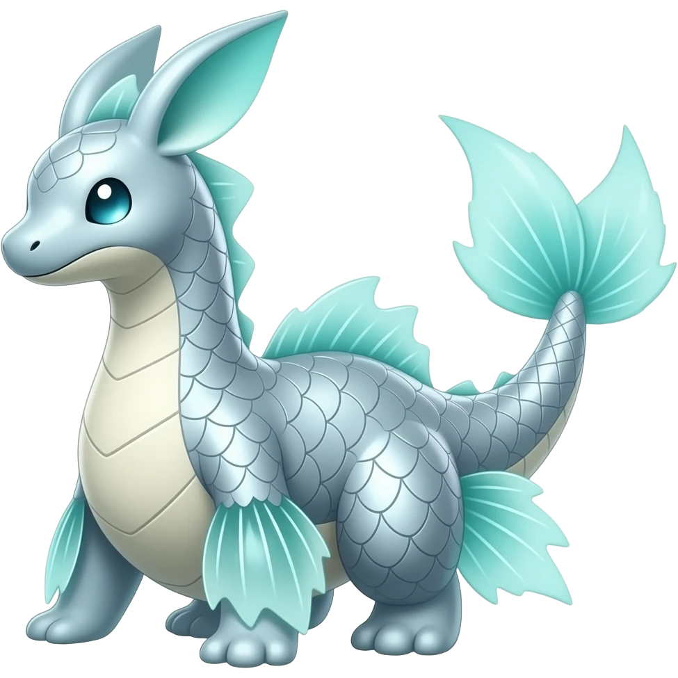 Shiny Lapras-Dragonair-Sylveon-Lumineon-Cresselia-Amaura-Pokémon-Fakémon-fusion-hybrid-creature emoji