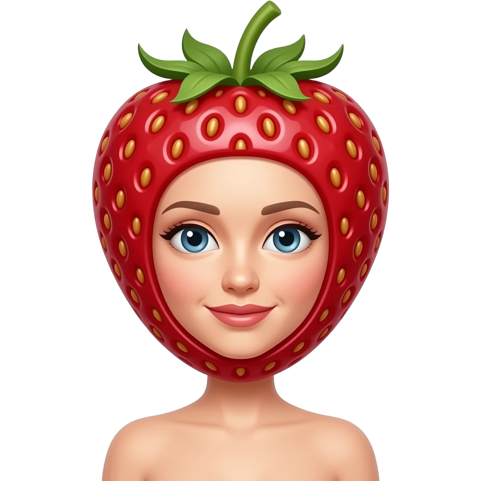 Una fresa con cuerpo de mujer y cabeza de 🍓 emoji