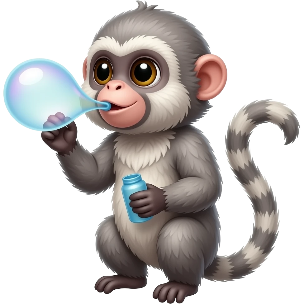 ouistiti  gris qui fait des bulles emoji