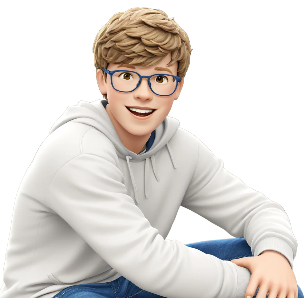 smiling boy outdoors in denim emoji