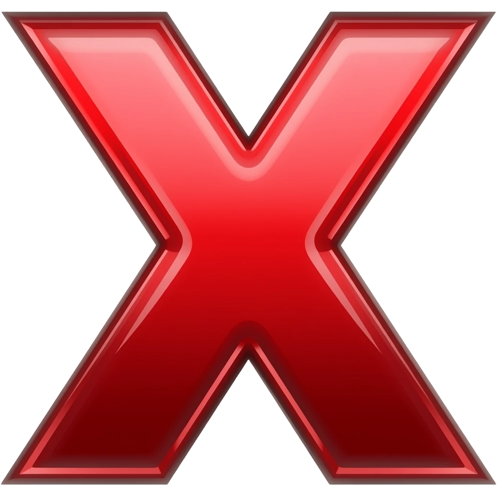 X letter red shining colour emoji