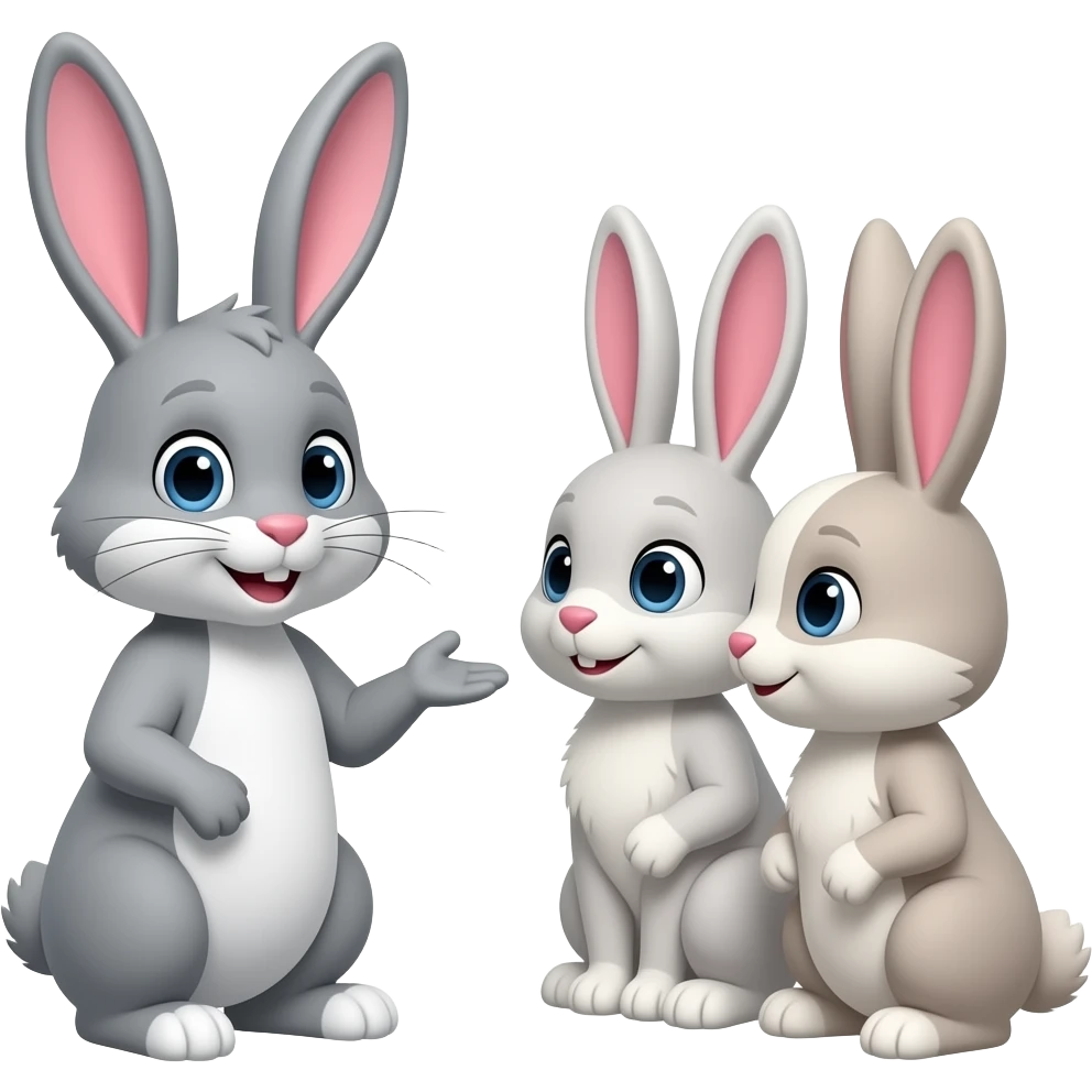 14. Later, grey bunny talks with bunny’s friends. 🐰 emoji