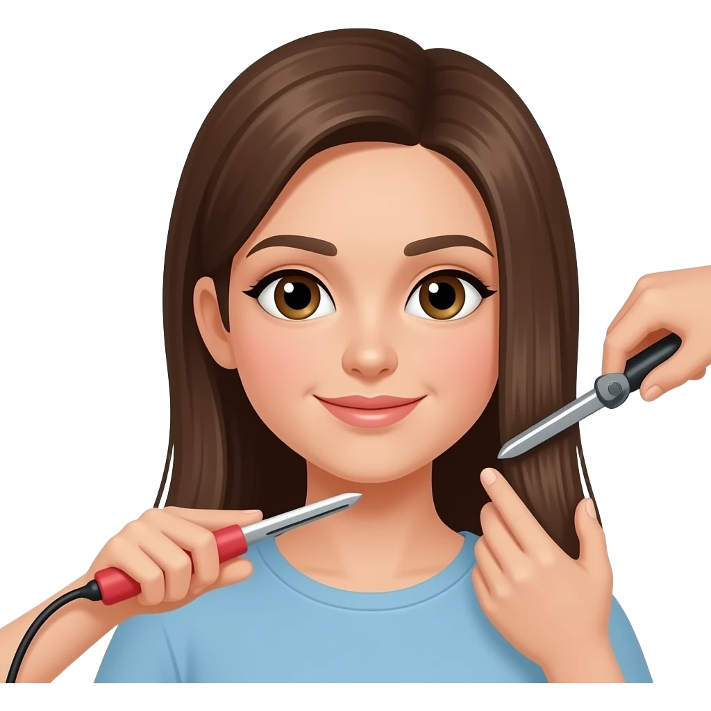 girl getting her hair straightened emoji