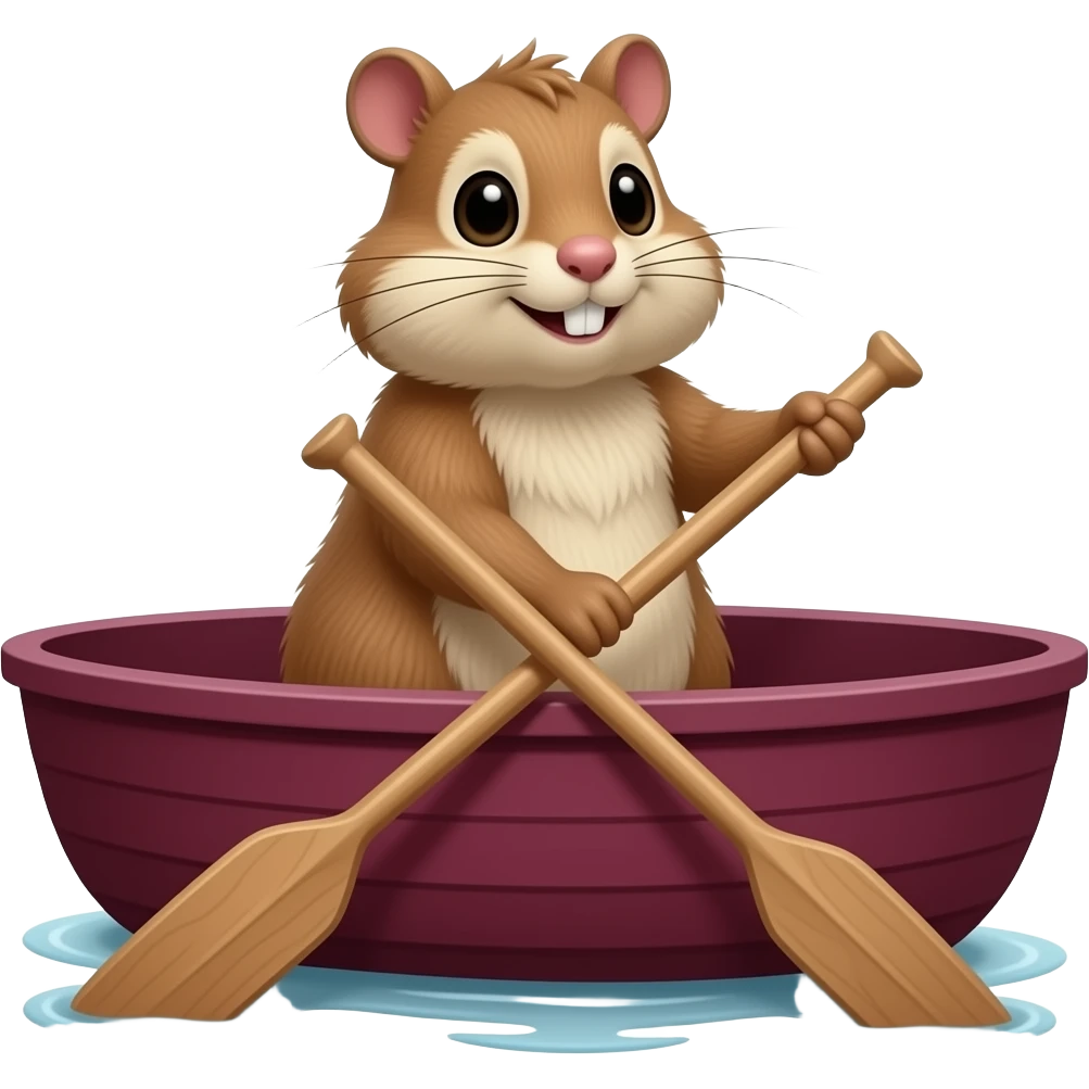 gopher in a maroon boat rowing it emoji
