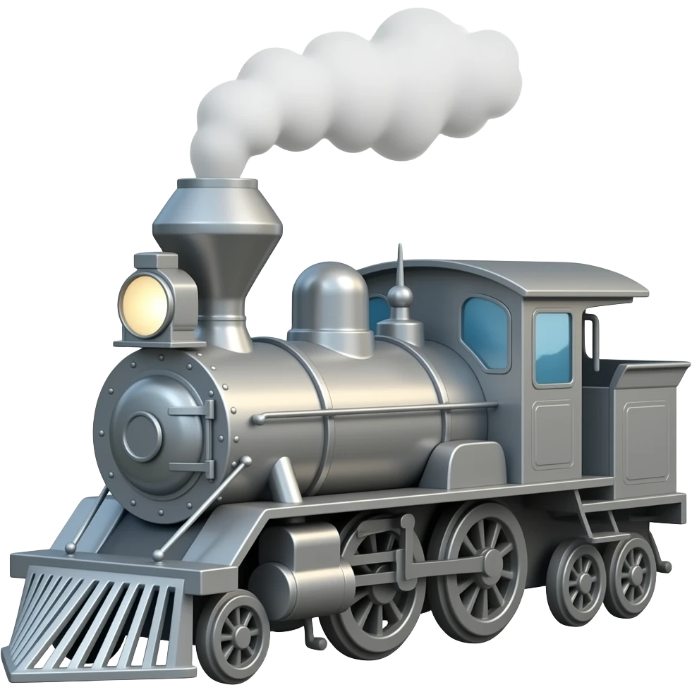 Silver 3d steam train emoji