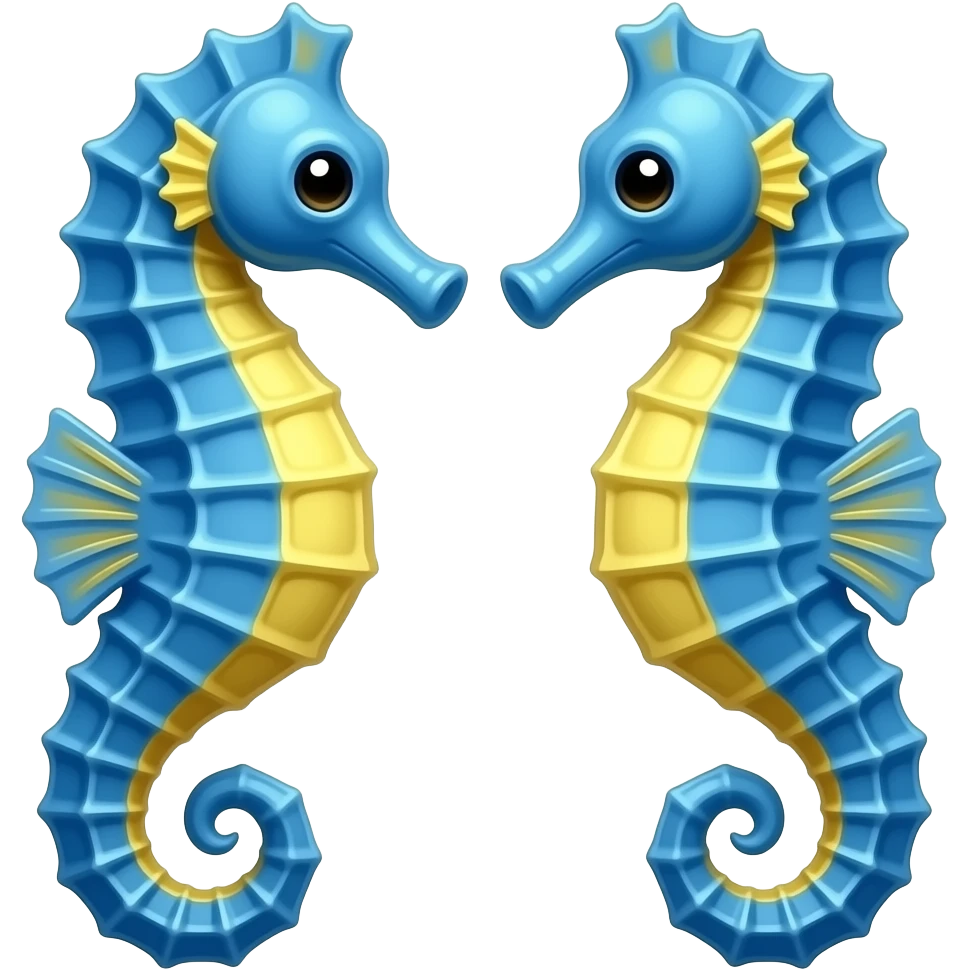 blue and yellow seahorse couple emoji