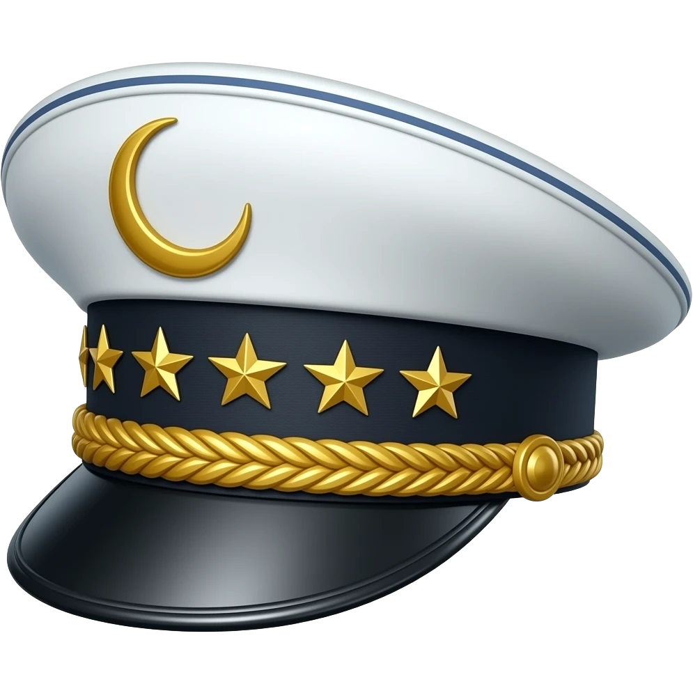 flat Israeli Kepi hat with gold stars and a gold crescent on the side emoji