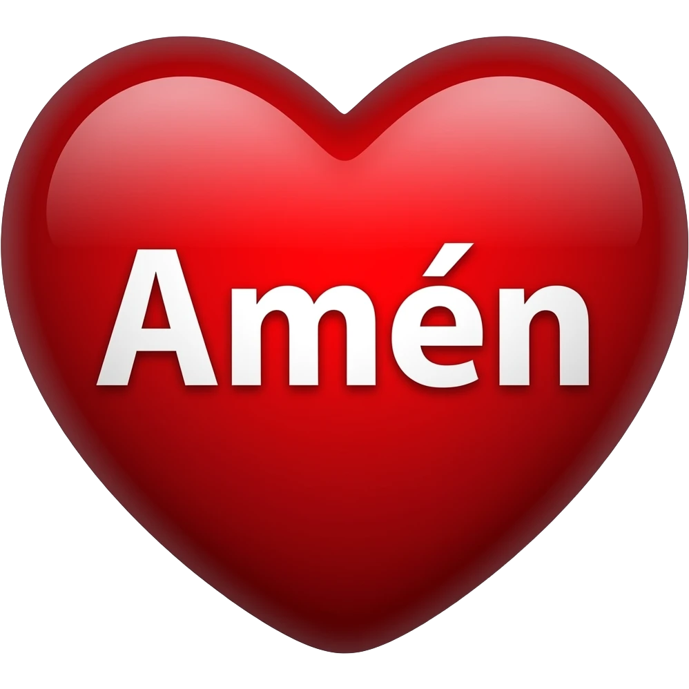 A RED heart illuminated with the words "Amén" in the center, with an accent mark on the e. emoji