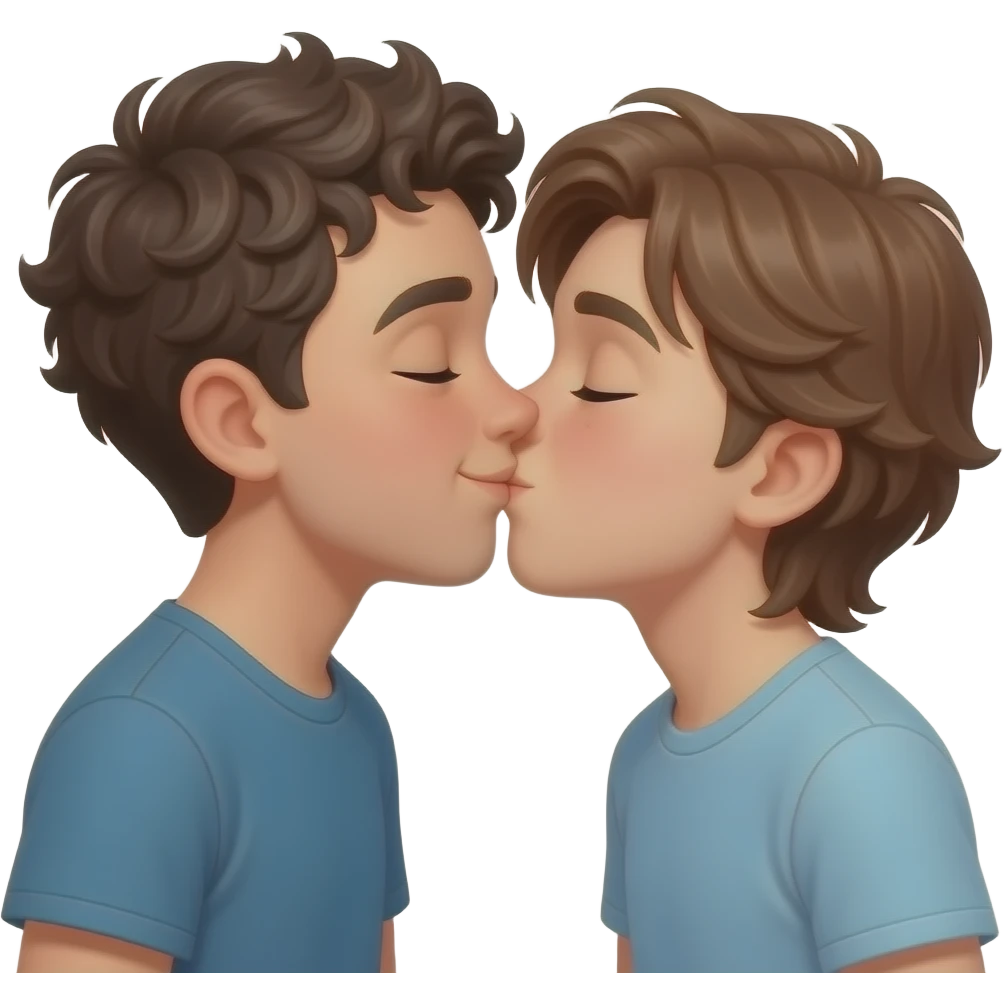 Ahora AZ a dos chicos q se estén besando ala vez q sonriendo uno tiene el pelo corto y un poco rizado con una raya en la ceja y la chica el pelo largo y marrón q no se les vea mucho la cara  pero adolescentes emoji