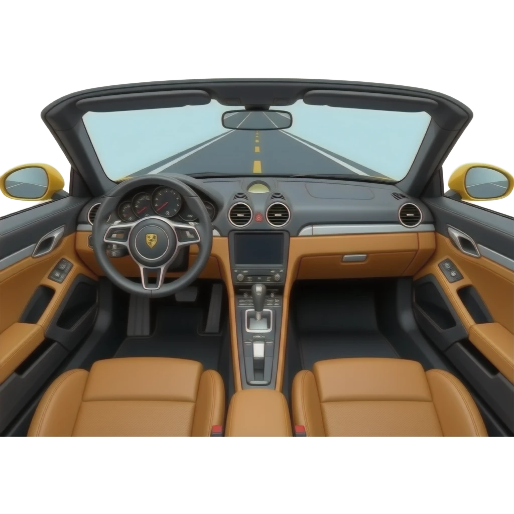 Sports car interior in a infnitive highway emoji