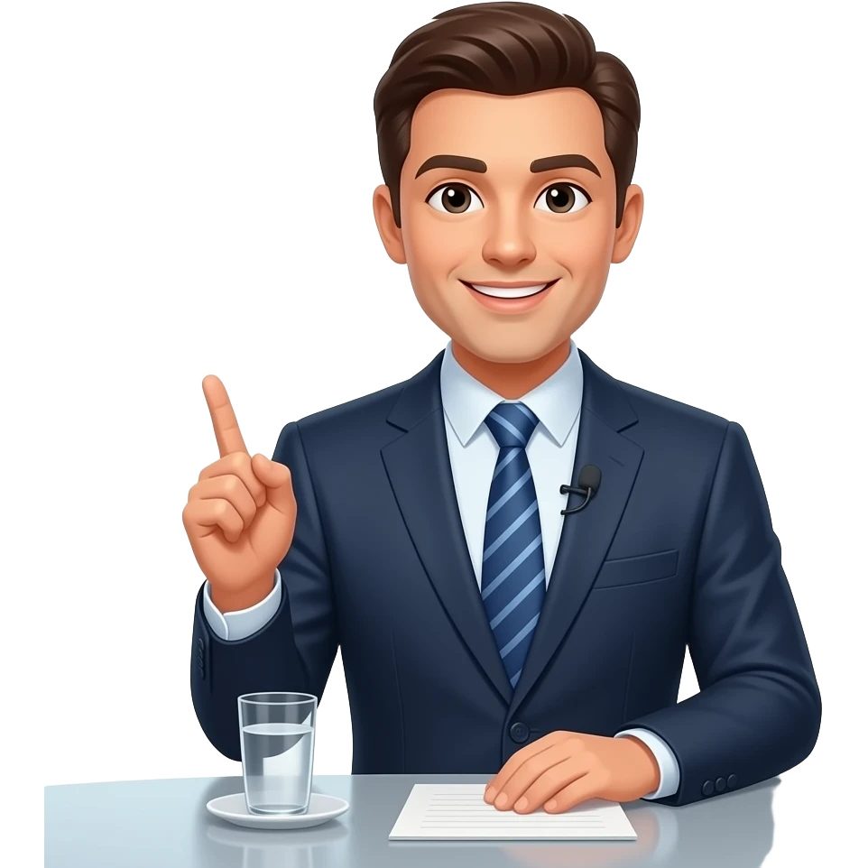 generate a TV presenter talking in a set emoji