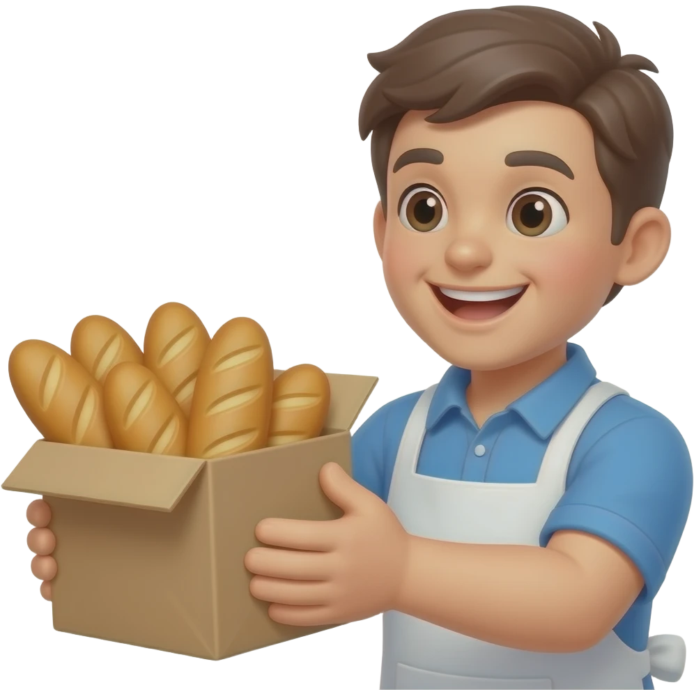 happy person giving away bread emoji