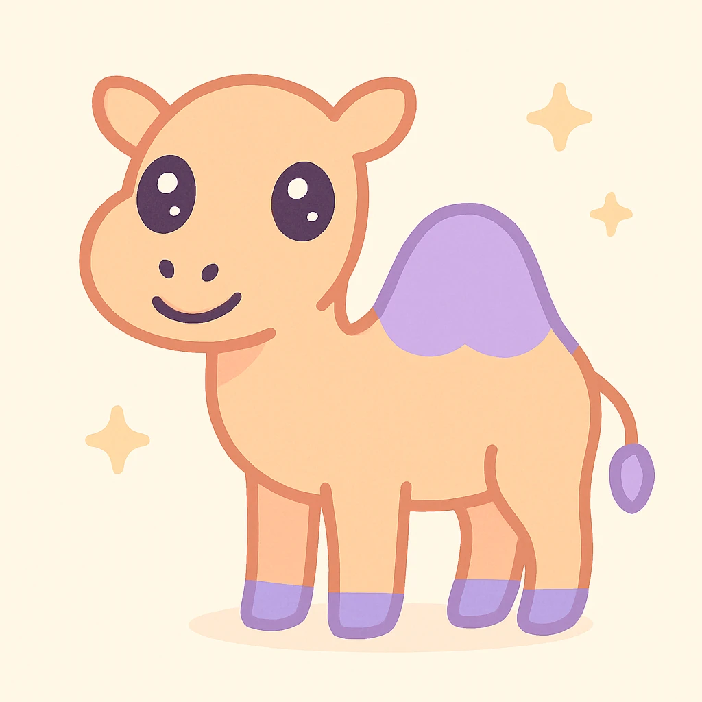 stylized and expressive camel with a quirky look emoji