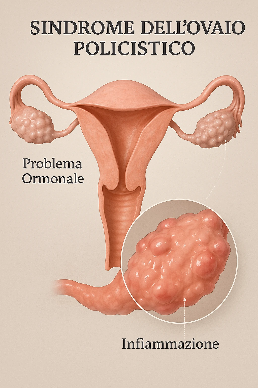 pcos con problema ormonale e infiammatorio SU DONNA in 3d in italiano emoji