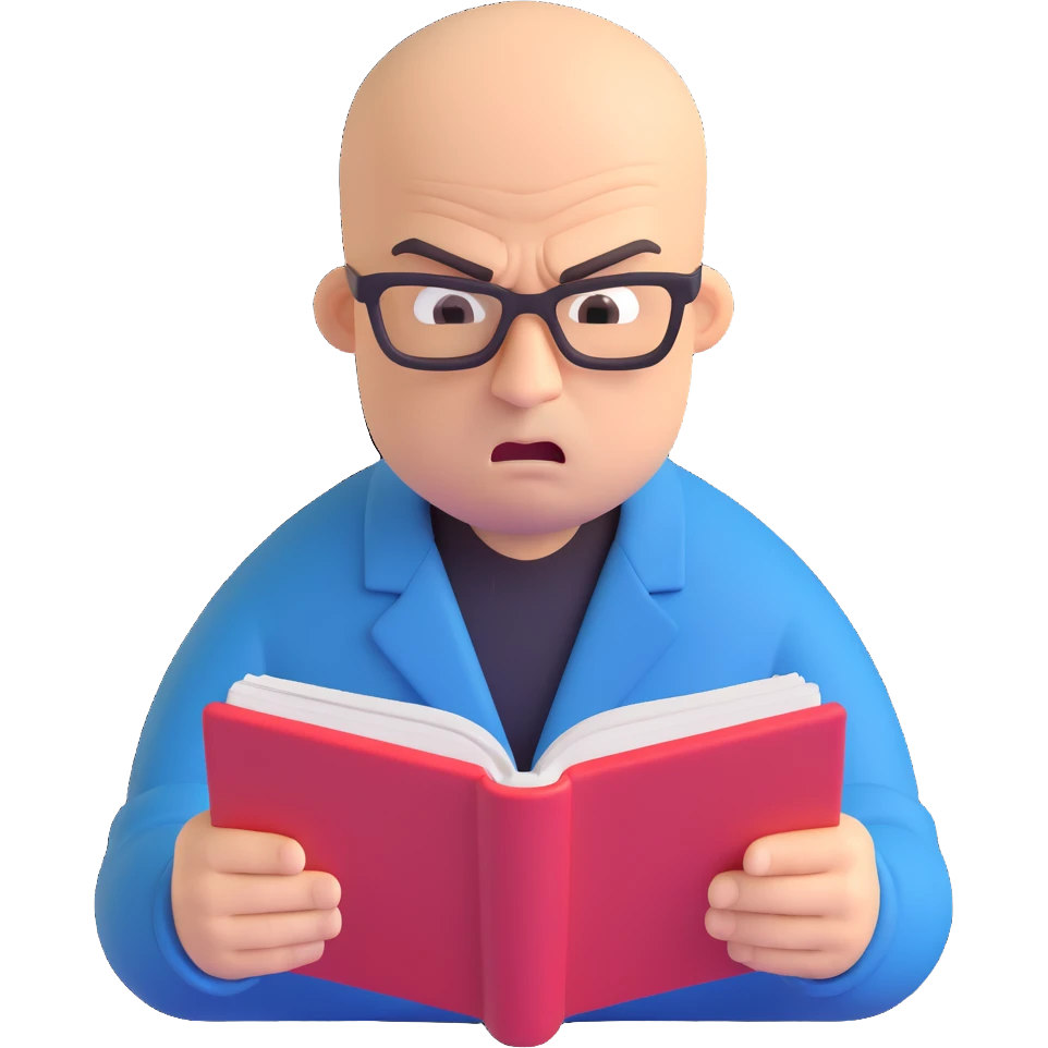 Angry bald man reading emoji