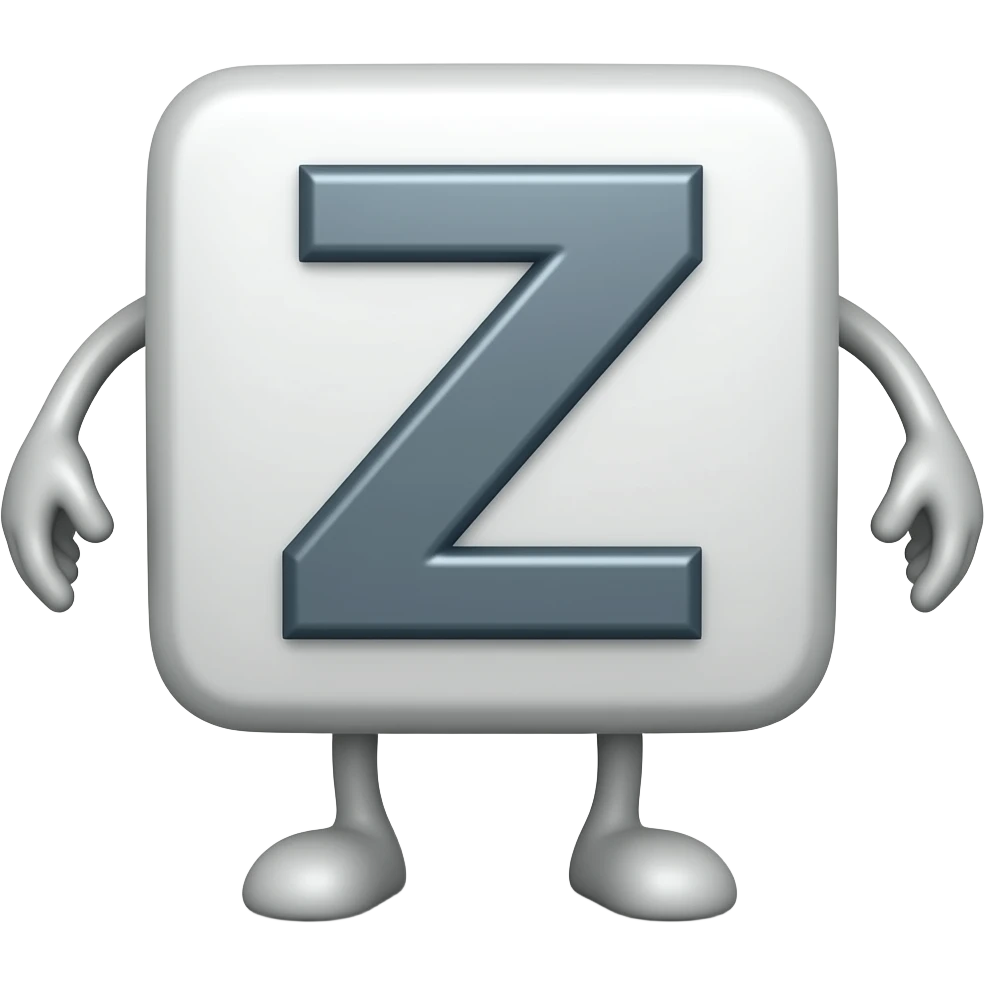 Z on a cube with legs without arms emoji