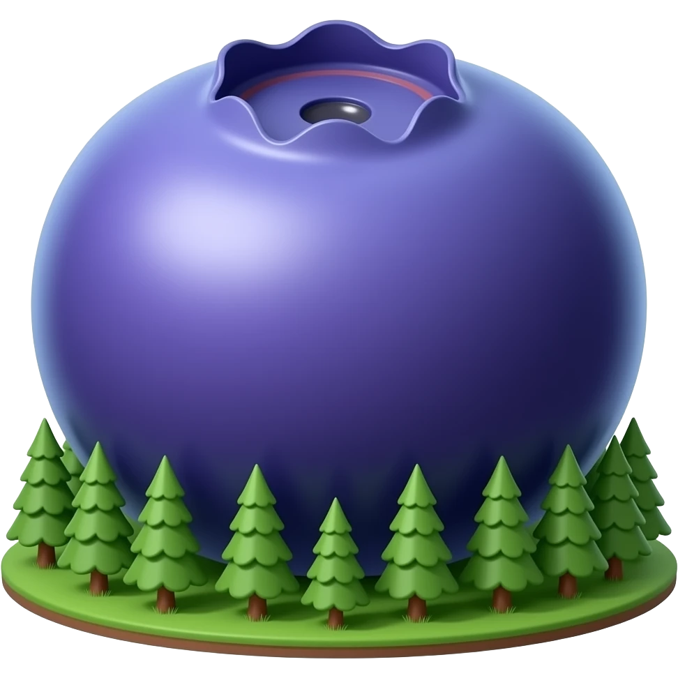 A giant and fat blueberry, outgrowing the forest emoji