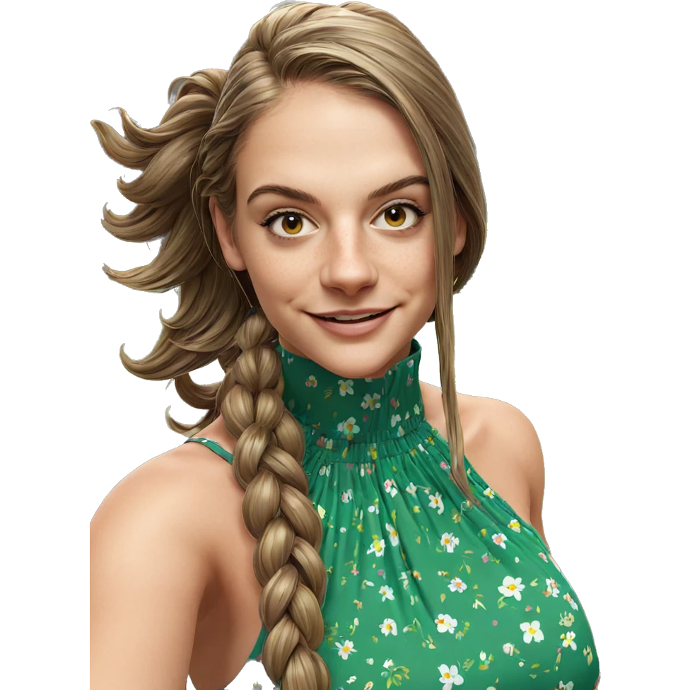 smiling girl in floral dress emoji