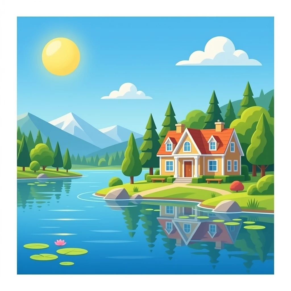 Rich house by the lake emoji