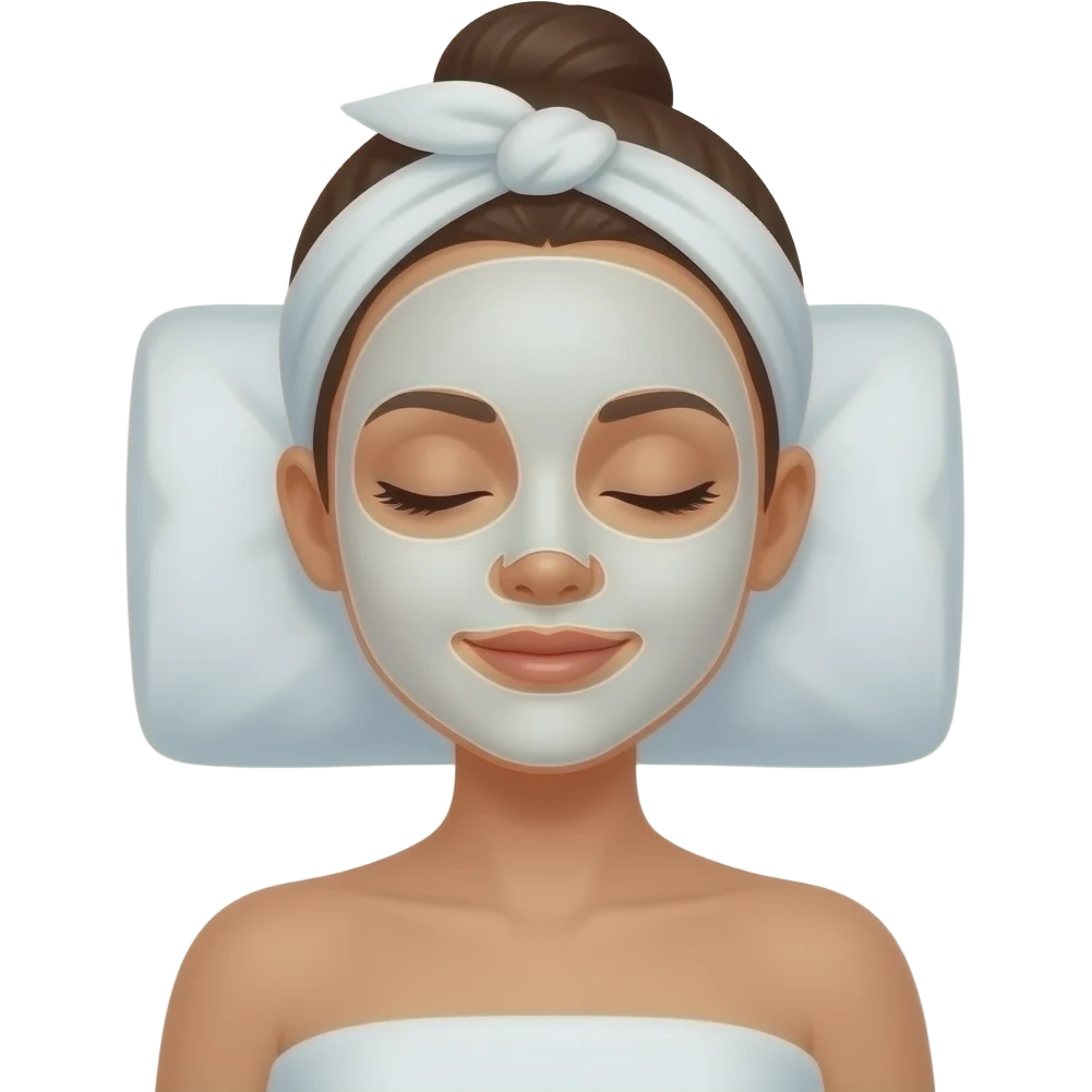 woman with face sheet mask spa beauty relaxed with eyes closed emoji