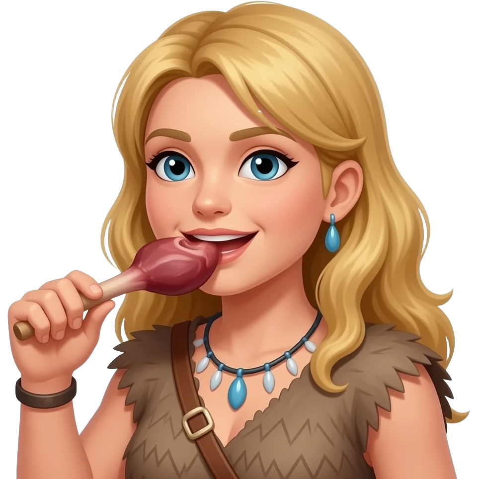 blonde cavewoman eating haunch emoji