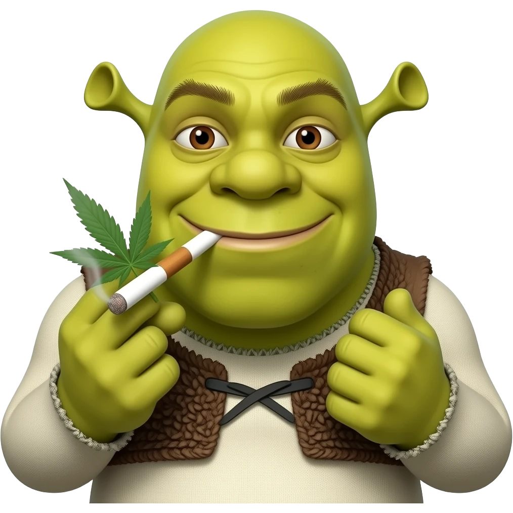 Shrek smoking weed emoji