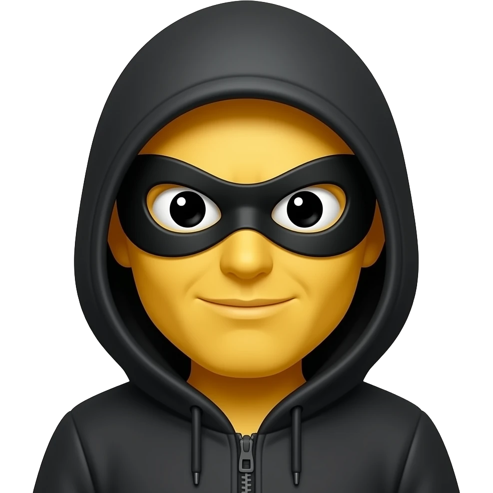 Un emoji voleur avec la peau jaune et moins réaliste  avec un masque de voleur et moins réaliste je veux qu'il soit impeu comme sa🙎‍♂️ emoji