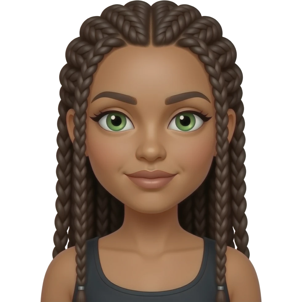 long chocolate braids green hazel eyes light skin Afro Latina boricua baddie emoji