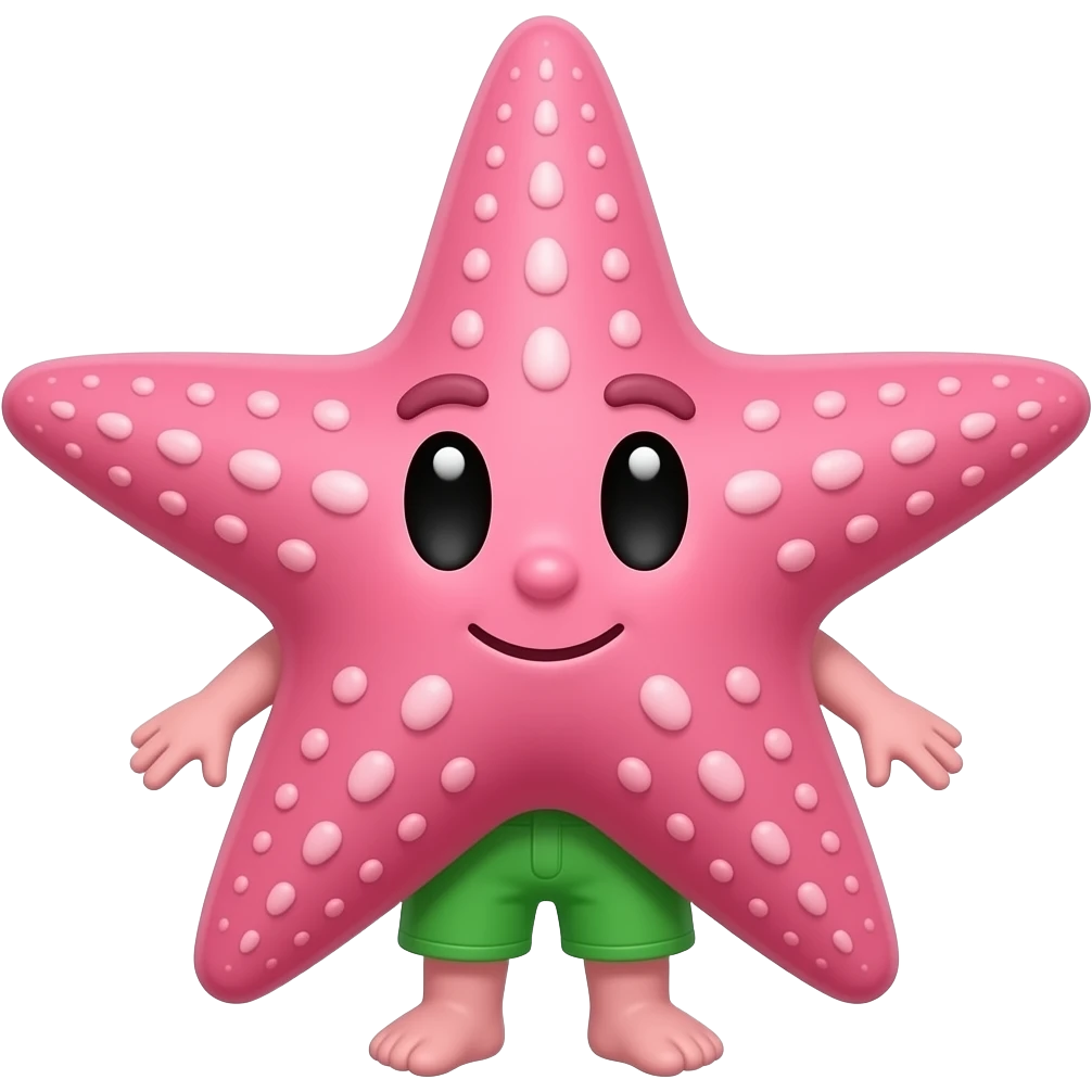 Estrella de mar rosa con shorts verde emoji