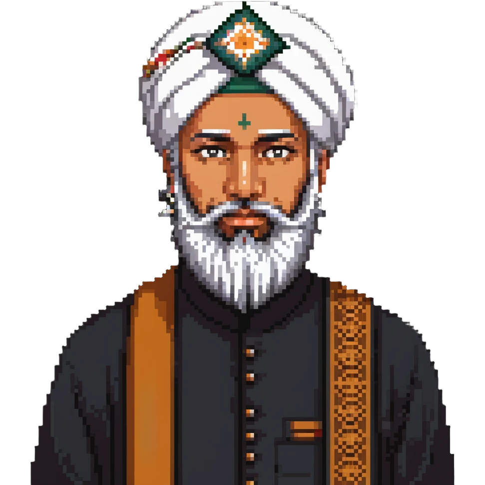 Muslim religious scholar with turban and beard, dignified expression emoji