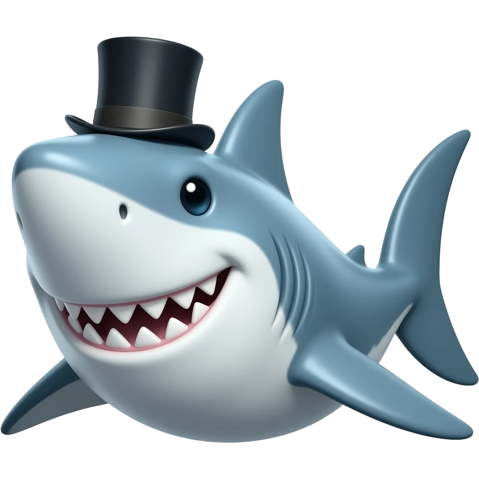 Shark with a top hat emoji
