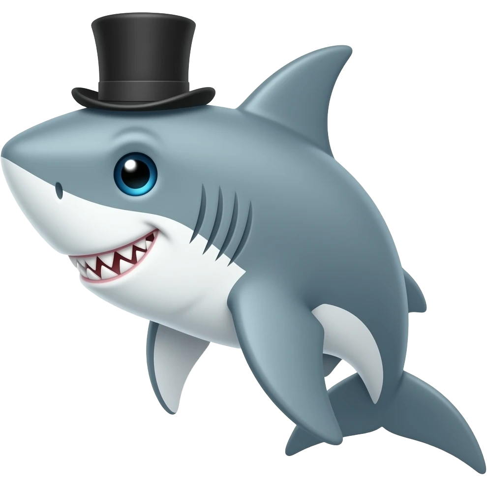 Shark with a top hat emoji