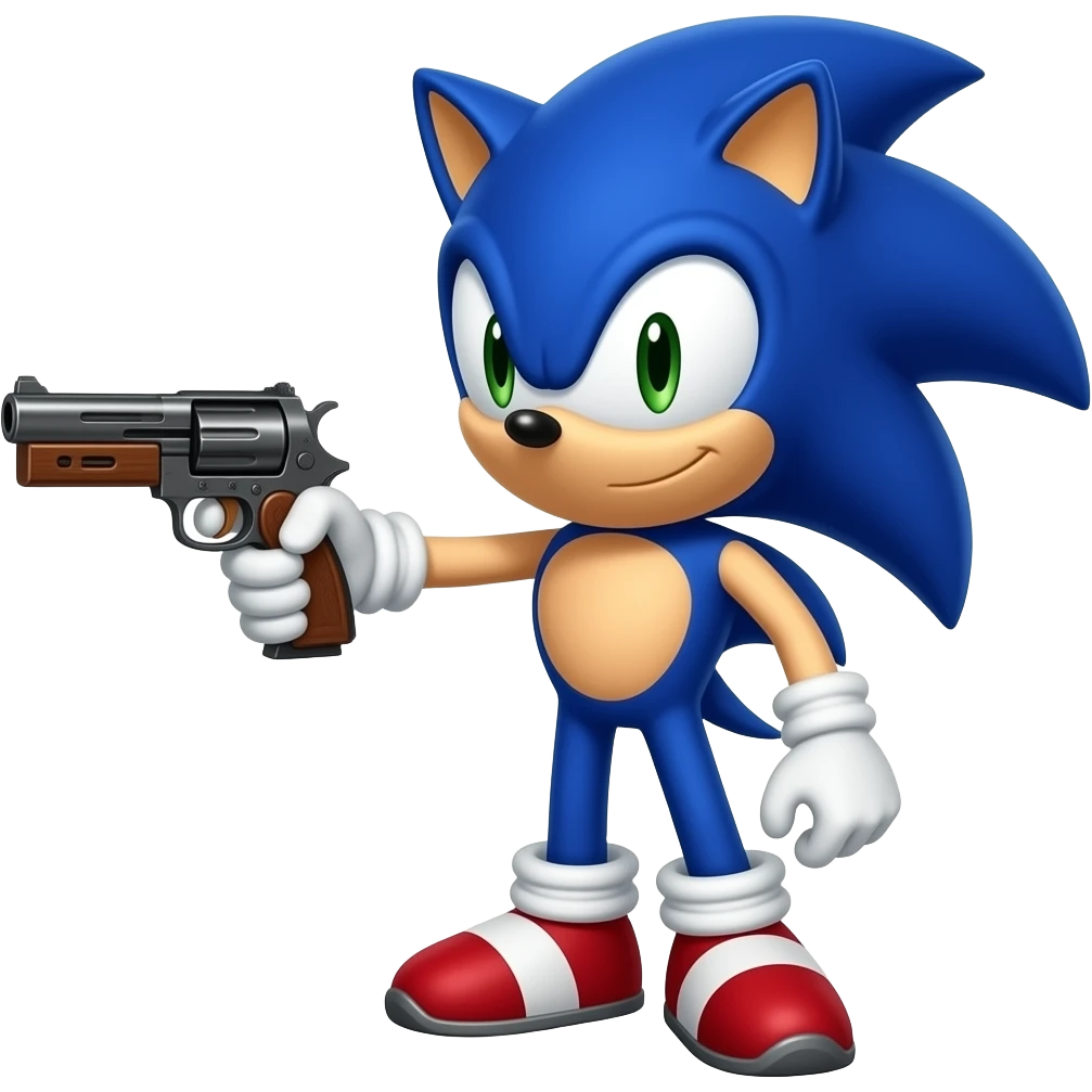 Sonic with a gun emoji