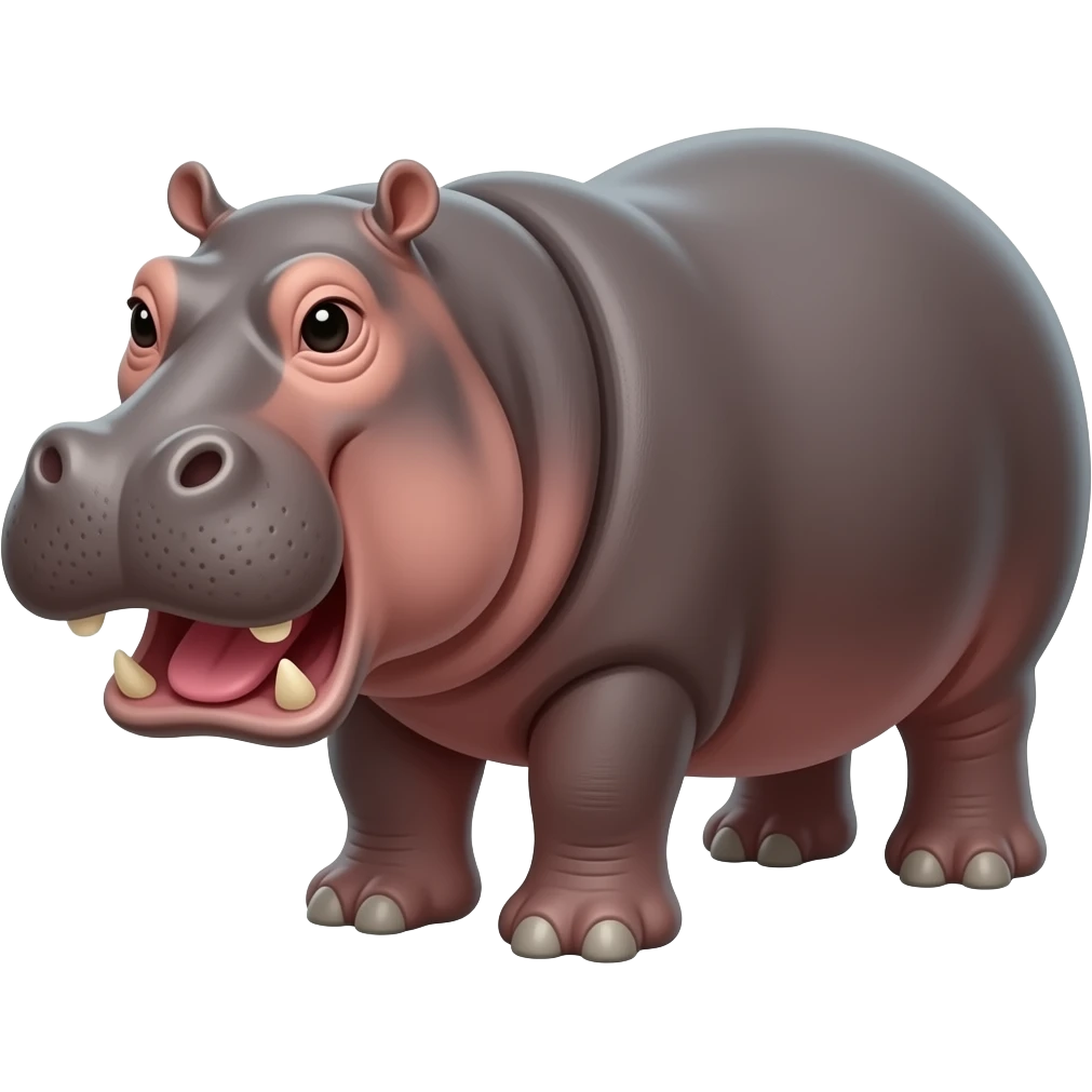 Cartoon hippo grunting sound on fours emoji