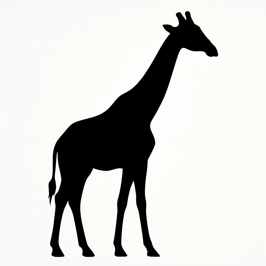 Giraffe black silhouette white background emoji