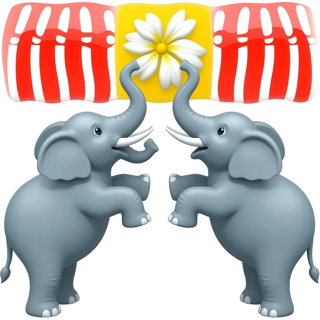 2 ELEPHENT RISING THE 2 LEG AND CENTER FLOWER IS PLACED BACKGROUND SHOULD BESTRIP OF RED YELLOW AND REDD emoji