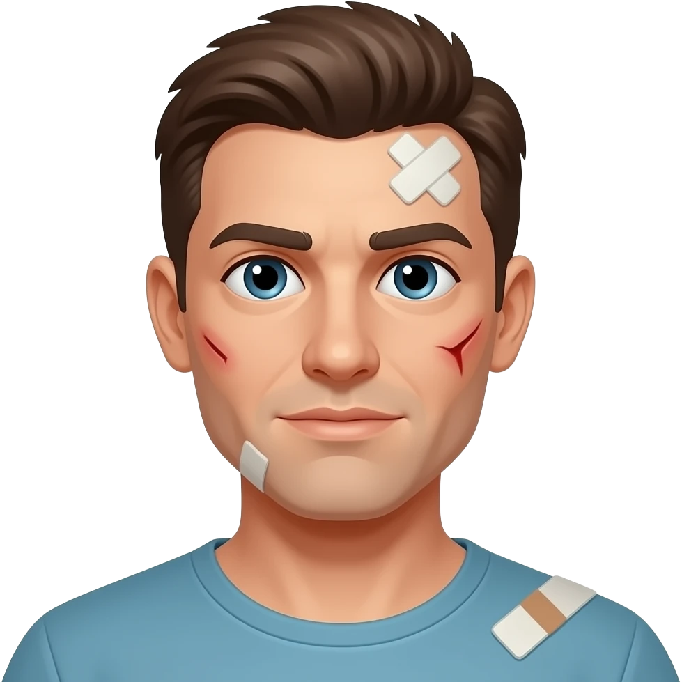 person with wound with a bandage emoji