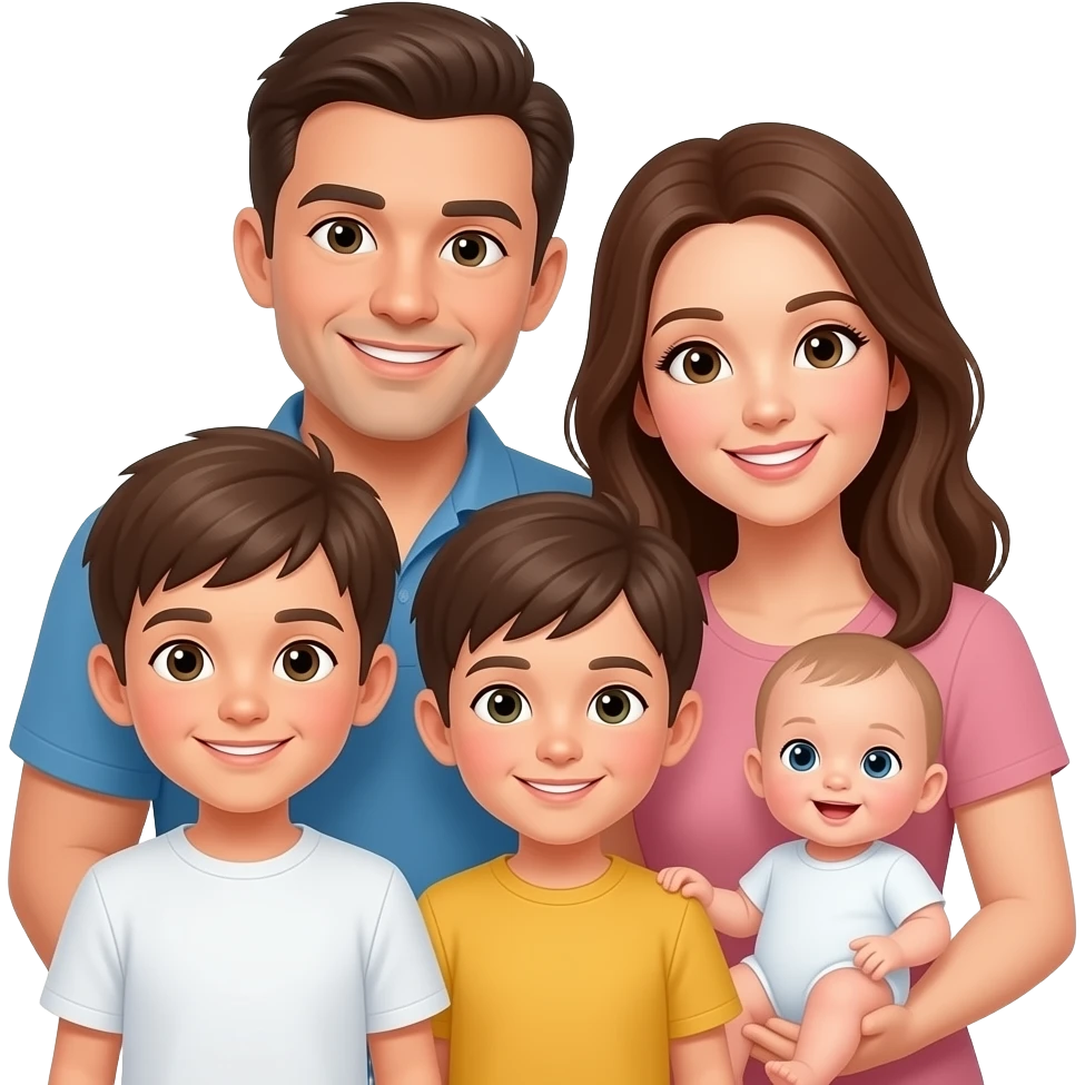 parents with two old boys and femail baby emoji