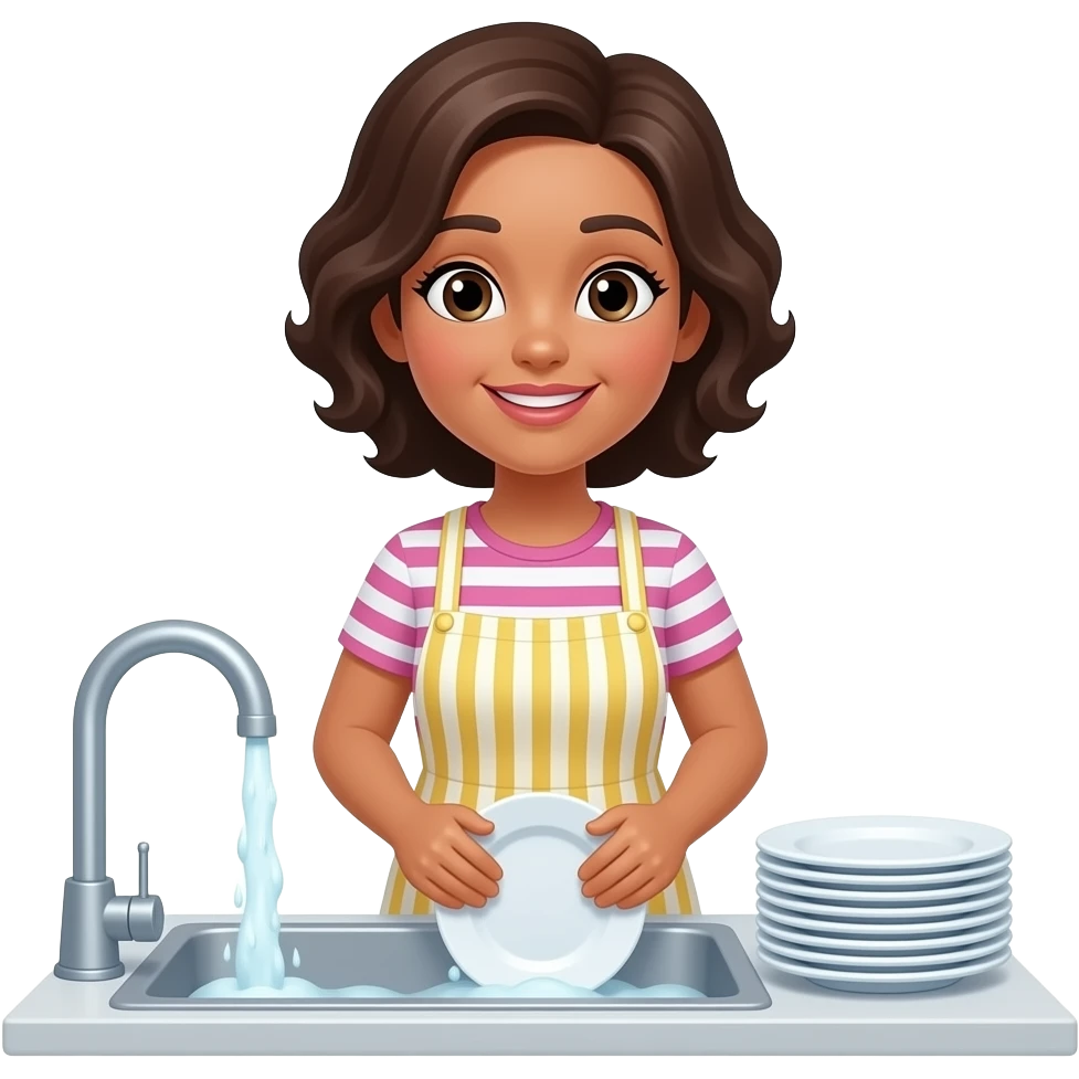Una mujer fregando platos emoji