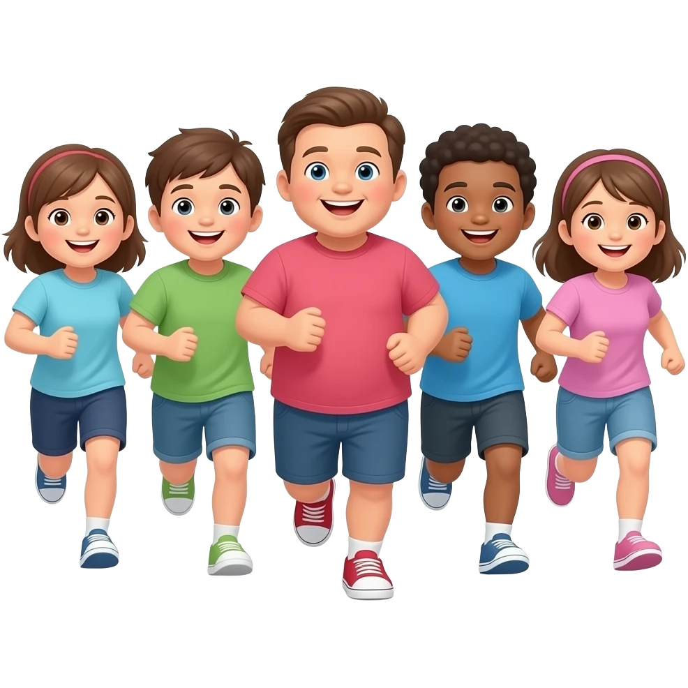 5 NIÑOS CORRIENDO Y PIDIENDO PERDÓN. PARECE QUE NO ESTAN MUY TRISTES. LOS NIÑOS COMO SI TUVIERAN 150 KG emoji