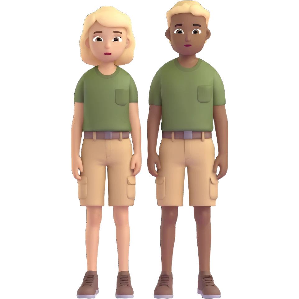 boy wearing an olive-green shirt over a brown T-shirt with beige cargo shorts emoji