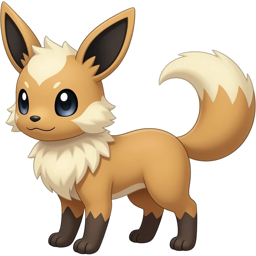 Leafeon-Vaporeon-Furret-fusion-hybrid-animal-creature with tufted ears, tufted tail emoji