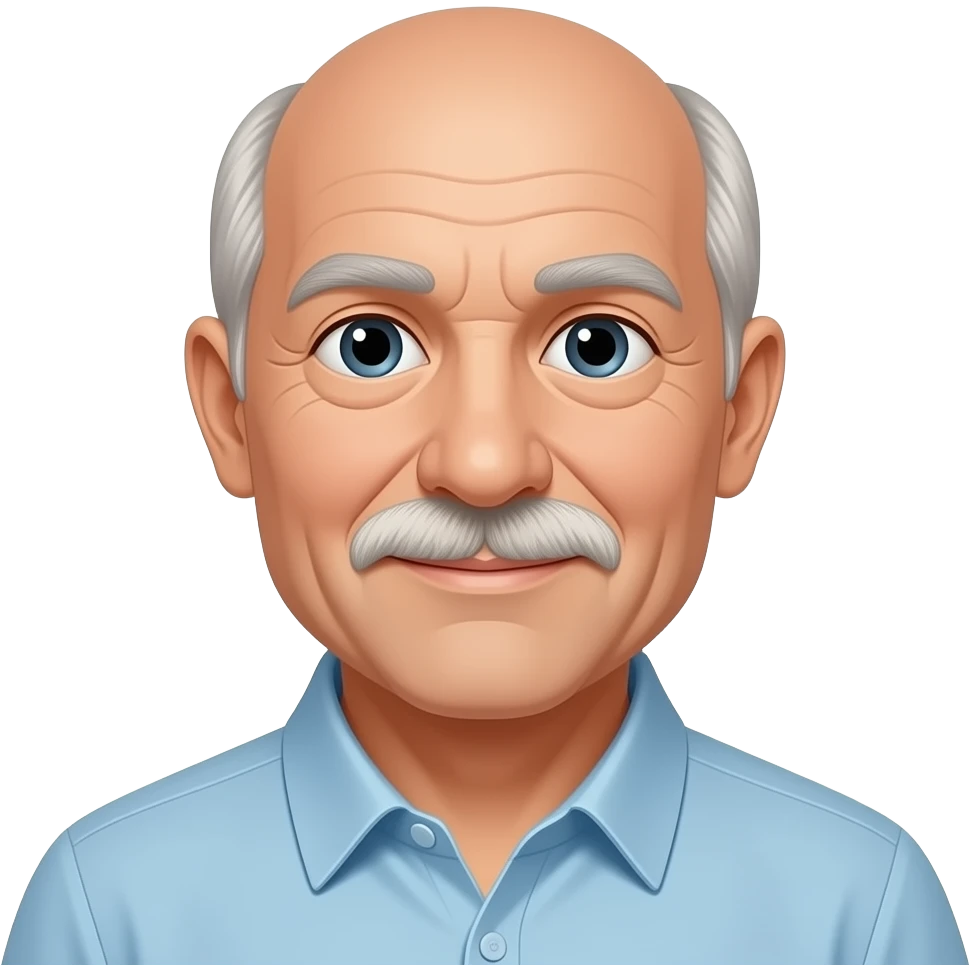 man in her 60s with bald on top emoji
