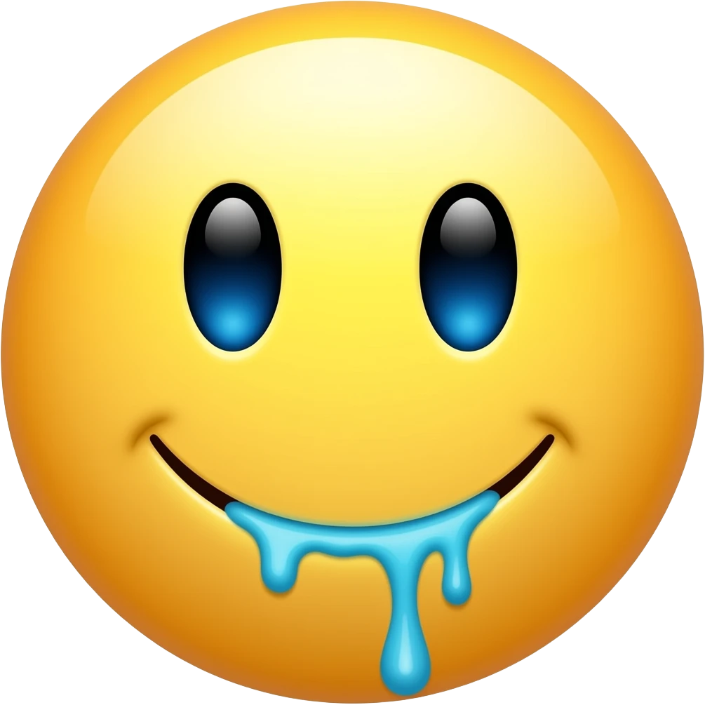 Smiley face with cum drool emoji